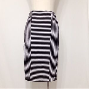 Skirt, Midi, Black and White Stripe.